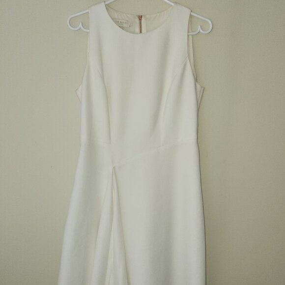 SOLD_ Elegant Ted Baker Asymmetric White Dress - Picture 1 of 3